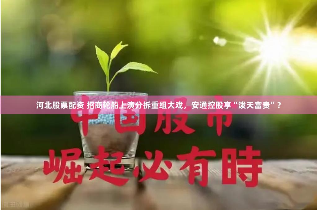 河北股票配资 招商轮船上演分拆重组大戏，安通控股享“泼天富贵”？